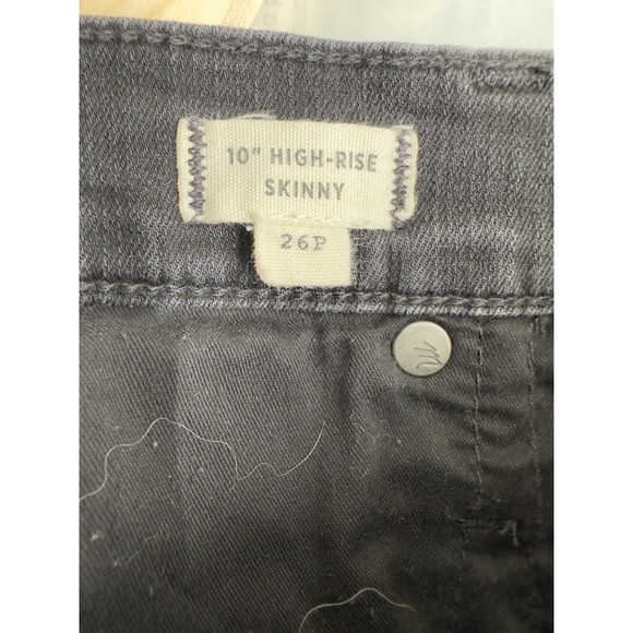 Madewell 10" High-Rise Skinny Black Jeans Button Fly Raw Hem Women Size 26p - Picture 6 of 13